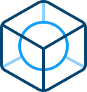 Cube with sphere inside icon