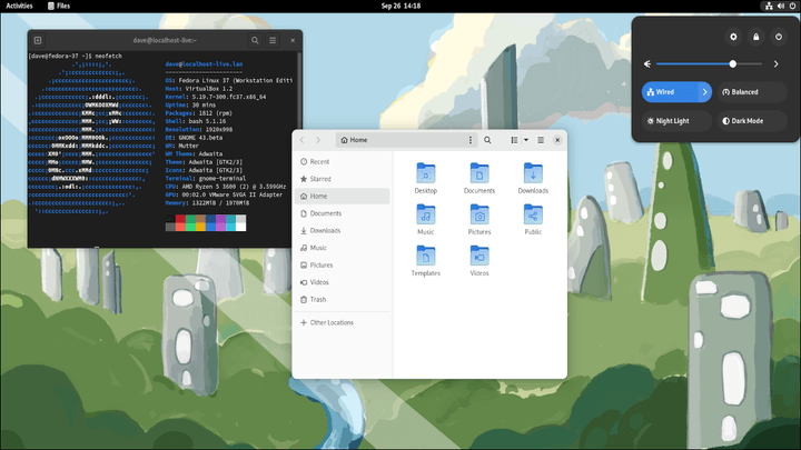 Fedora desktop screenshot